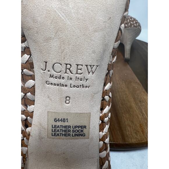 J. Crew Pumps Mona Dreamweaver Brown White Woven Leather Stiletto Heel Size 8 - Picture 8 of 9
